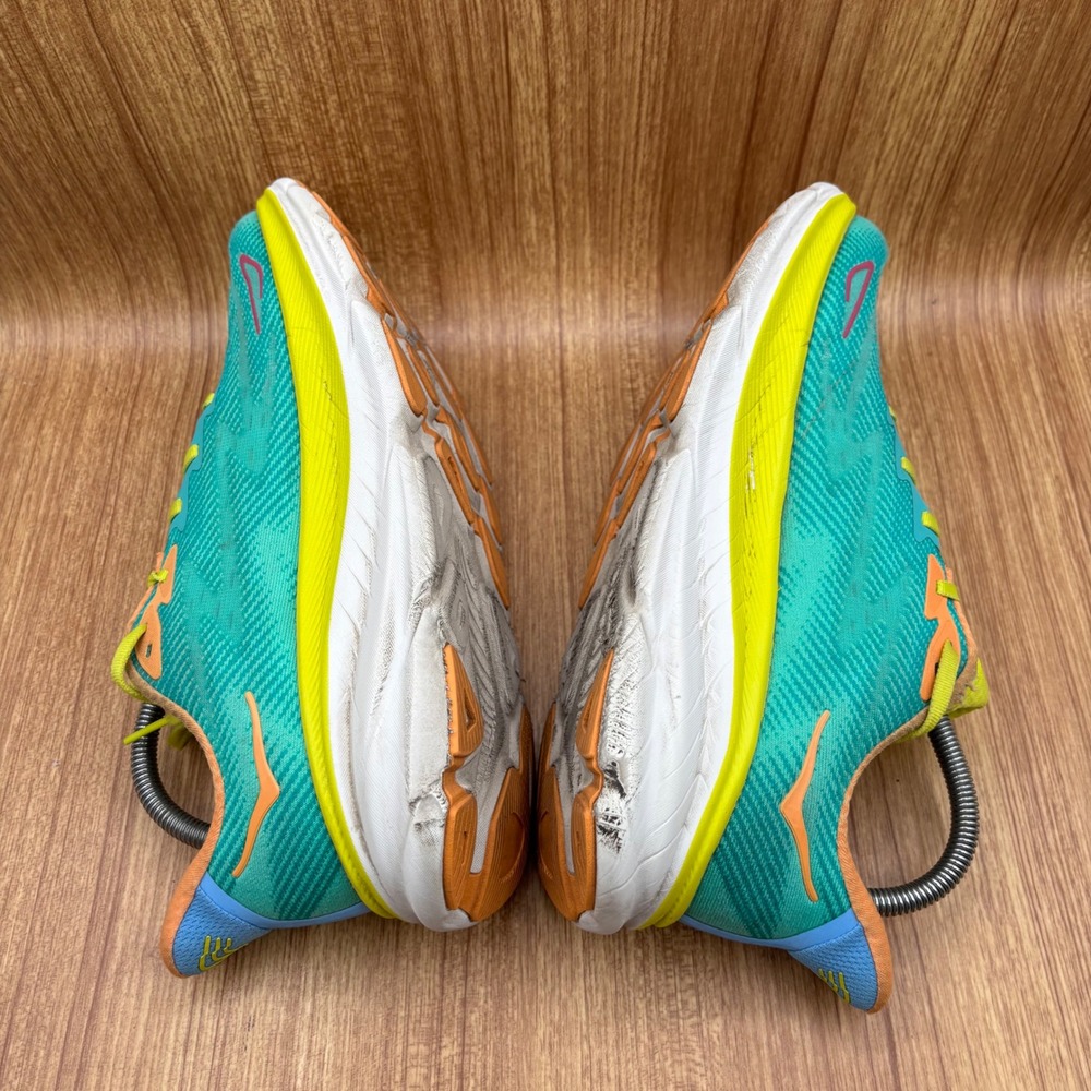 Hoka Clifton 9 Running Shoe Womens 10B Teal Green 1127896-CEPR Cerulean Primrose - Picture 5 of 9